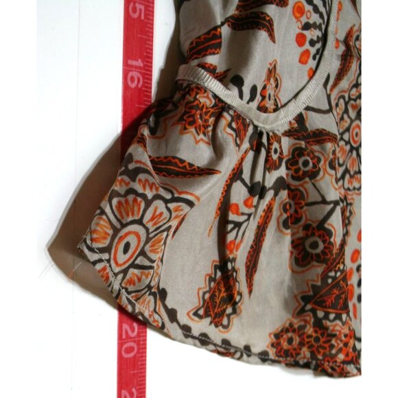 Hanii Y 100% Silk Boho Peasant Top Womens Small Brown Floral Vintage Designer - Picture 10 of 10
